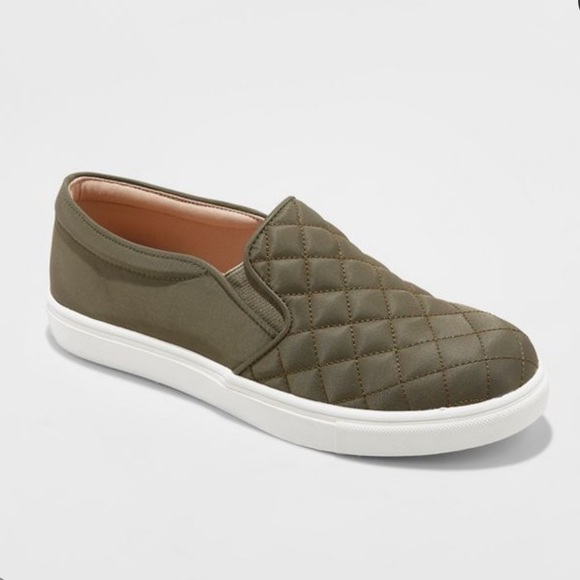 olive green slip on sneakers